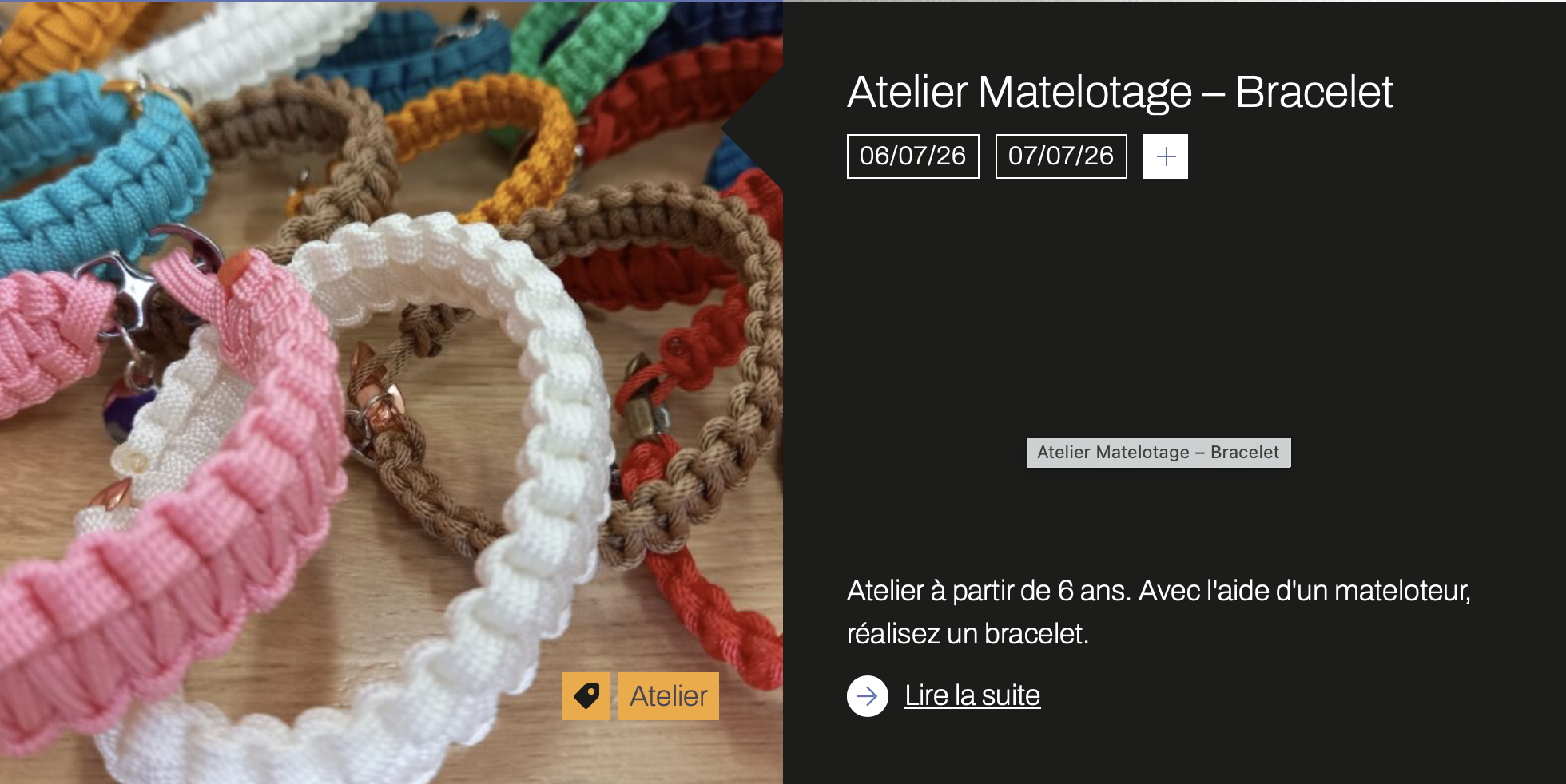 Publication sur le site internet de la Corderie